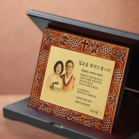 [지앤지] 통가죽 순금 상패 (포도 - 십자가)