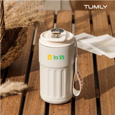 [텀리]LED디지털 온도계 스트랩 텀블러 460ml