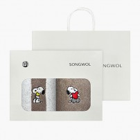 [송월타올] 170g 스누피 멜로우 2매세트(스트라이프1+심플무지1)+쇼핑백