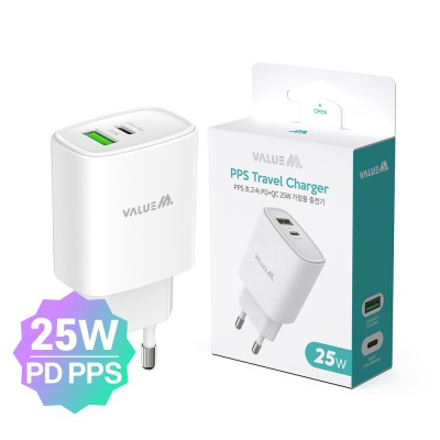 뉴에이커 가정용 25W PD3.0+QC3.0 2포트 PPS 초고속 분리형 충전기 케이블 미포함