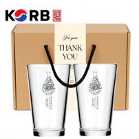 한국전통 K컬쳐 조선 백자청화 샤이닝 글라스컵 480ml 2P 선물세트