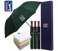 PGA 2단자동 빈티지우드+180g 모달 면사타올 세트