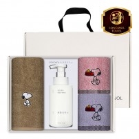 송월 생활공작소 4P 세트 (스누피 리버 타올1매+블럭블랙34 타올2매+핸드워시 500ml 1개)