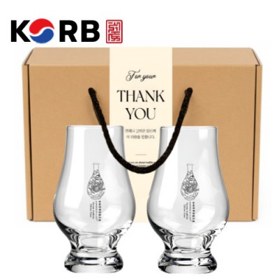 한국전통 K컬쳐 조선 백자청화 위스키잔 노징글라스 양주 니트잔 170ml 2P 선물세트