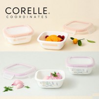코렐_코디네이츠 밀크글라스 밀폐용기 정사각 2종 (산호세/자카드밴드)