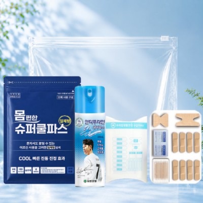 몸편한 구급키트 3종세트 32호(일체형 쿨파스+유한양행 손흥민 에어파스+구급밴드 면봉보급형22p)