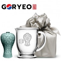 한국전통 K컬쳐 고려청자 클래식 글라스 머그컵 440ml (보자기 포장)
