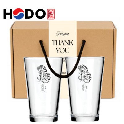 한국전통 K컬쳐 호랑이 맹호도 샤이닝 글라스컵 480ml 2P 선물세트