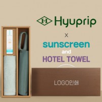 협립 3단 60 슈퍼 카라비너 완전자동우산 +선크림+뱀부170타월-세트