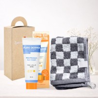 [YEOMINI]퓨어더마 썬크림50ml&그레이뱀부체스그리드 핸드타올 세트
