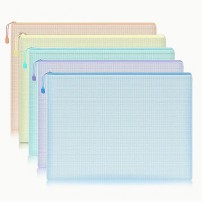 384_5PCS A4 투명 그리드 지퍼 방수 백