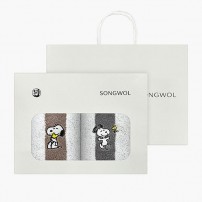 [송월타올] 스누피 멜로우 스트라이프 2매 선물세트(쇼핑백)