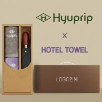협립 3단60엔티크 고밀도 완전자동우산 +협립호텔코마170타월2P-세트