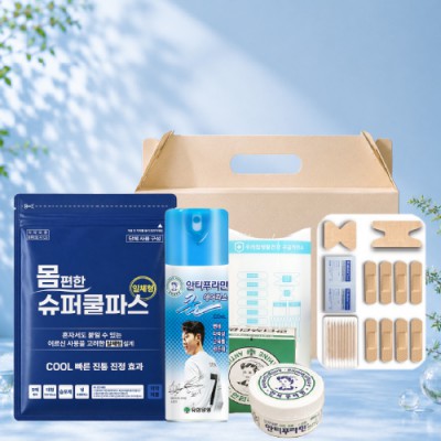 몸편한 구급키트 49호(일체형 파프+유한양행 손흥민 에어파스+멘소래담 롤온 로션+구급밴드 관절고급형14p)
