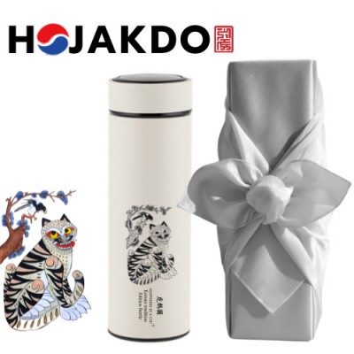 한국전통 K컬쳐 까치와호랑이 호작도 데일리 텀블러 500ml (보자기 포장)