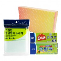 크린랩 브생건327호(휴대용30매 크린백+손잡이20매 위생백+항균망사수세미2매)