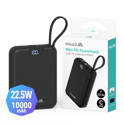 뉴에이커 PD 22.5W 고속 CP 케이블 일체형 미니 보조배터리 10000mAh