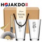 한국전통 K컬쳐 까치와호랑이 호작도 샤이닝 글라스컵 480ml 실크부채 기프팅