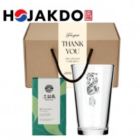 한국전통 K컬쳐 까치와호랑이 호작도 샤이닝 글라스컵 480ml 오설록 기프팅