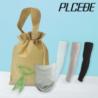 플씨드 여름 4종 복주머니 파우치 C세트 (귀걸이형 프리미엄 패턴 체크 멀티스카프+아쿠아 쿨토시+물방울 쿨스카프)