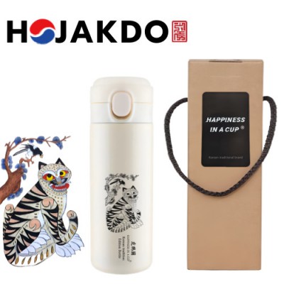 한국전통 K컬쳐 까치와호랑이 호작도 원터치 텀블러 420ml 선물세트