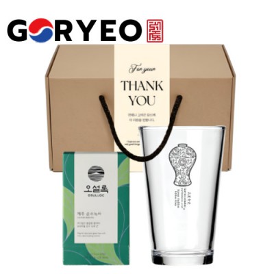 한국전통 K컬쳐 고려청자 샤이닝 글라스컵 480ml 오설록 기프팅