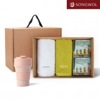 송월타올 리빙 기프트세트 32 (컬러풀타올 170g 2P + 실리콘텀블러500ml 2P)