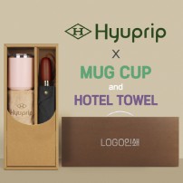 협립 3단60엔티크 고밀도 완전자동우산 +로하스 머그컵+협립40수호텔코마180타월-세트