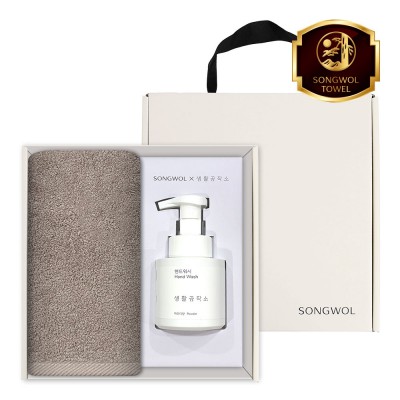 송월 생활공작소 2P 세트 (뉴컬러무지 타올 1매 + 핸드워시 250ml 1개)