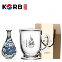 한국전통 K컬쳐 조선 백자청화 클래식 글라스 머그컵 440ml 1P 선물세트