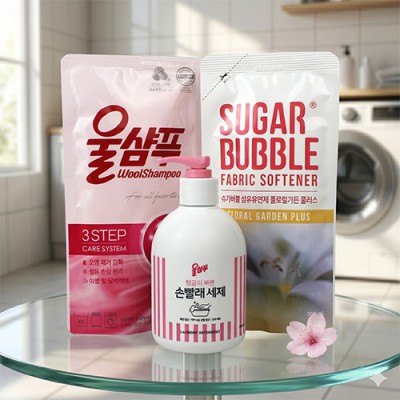 손빨래 울샴푸 펌프형 380ml 세탁세제 3종세트